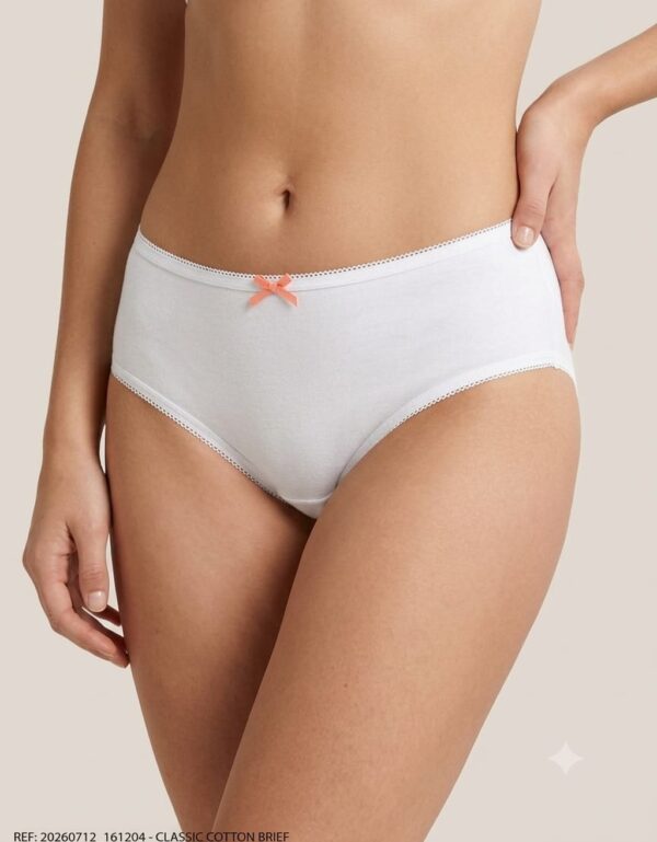 White Mid Waist Cotton Brief with Bow